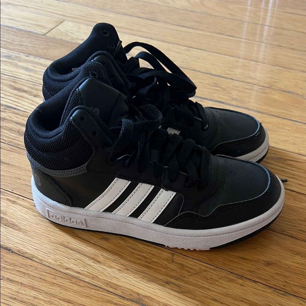Adidas Black and White High-Top Sneakers